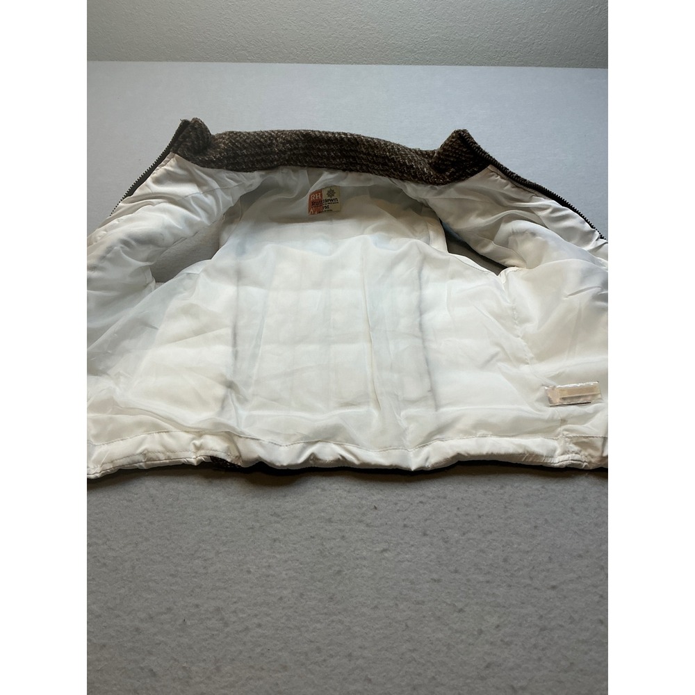 Puffer Vest Mixed Media Tweed Ruff Hewn Wool Blend Brown White Casual - Picture 7 of 16